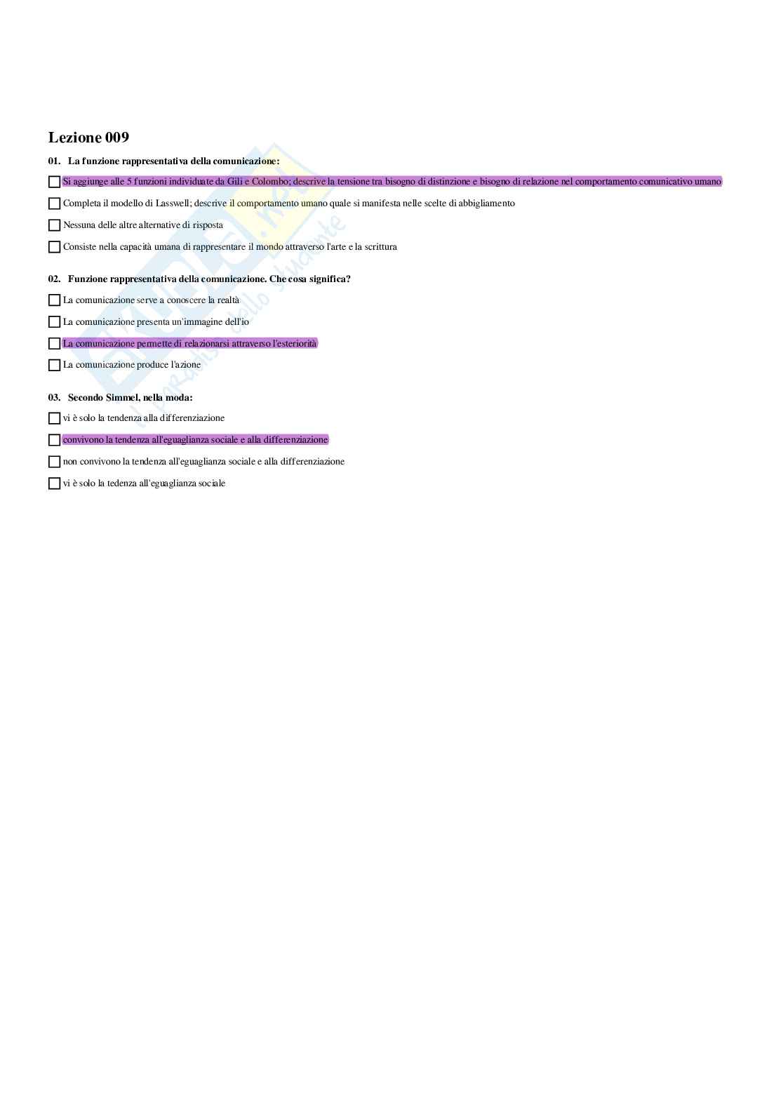 Paniere Sociologia della comunicazione e dell'informazione - Risposte multiple - aggiornato (2026) Pag. 11