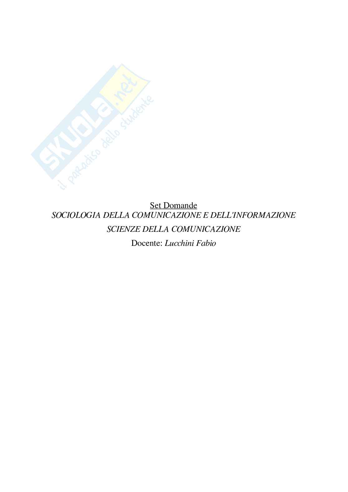 Paniere Sociologia della comunicazione e dell'informazione - Risposte multiple - aggiornato (2026) Pag. 2