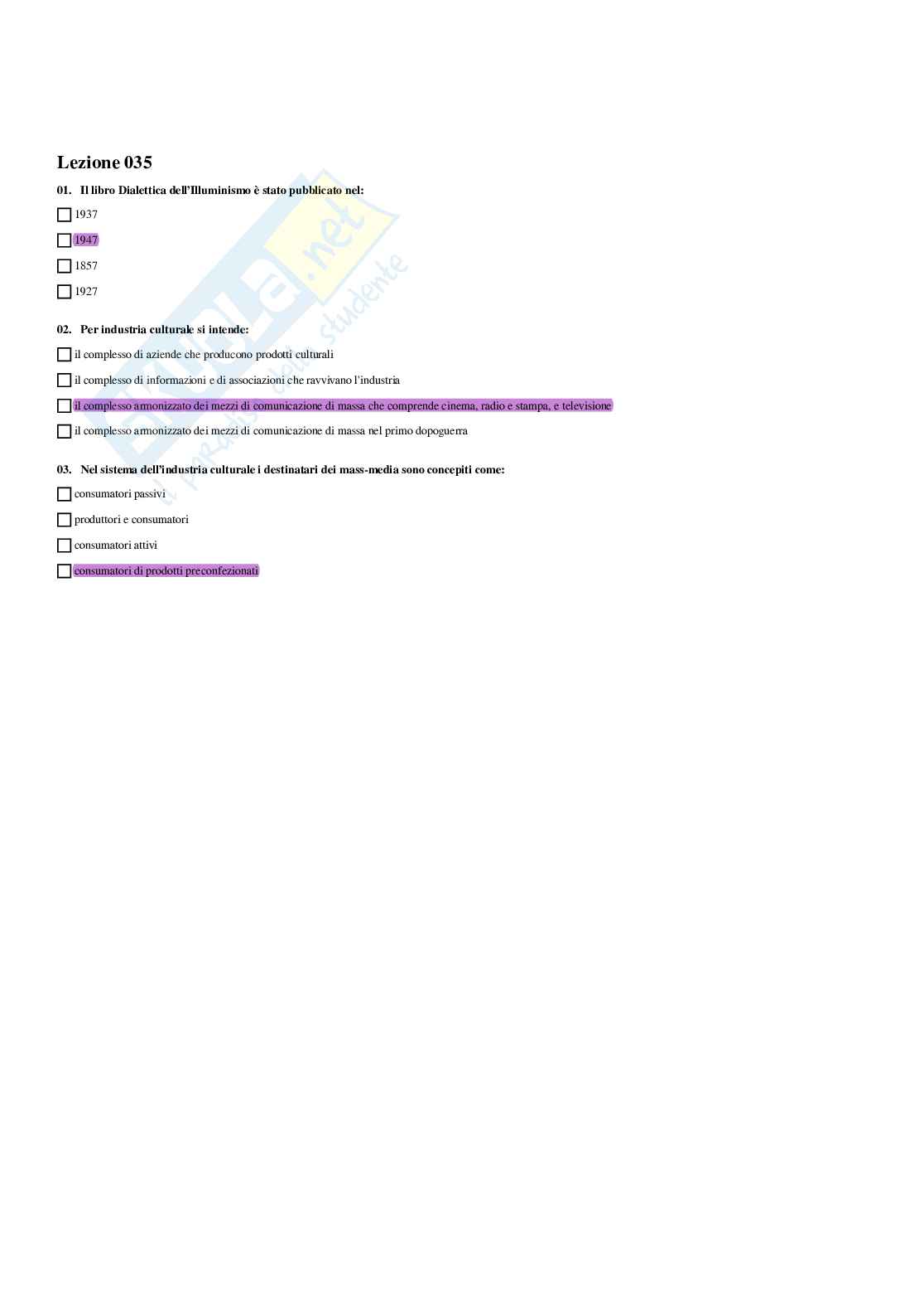 Paniere Sociologia della comunicazione e dell'informazione - Risposte multiple - aggiornato (2026) Pag. 41