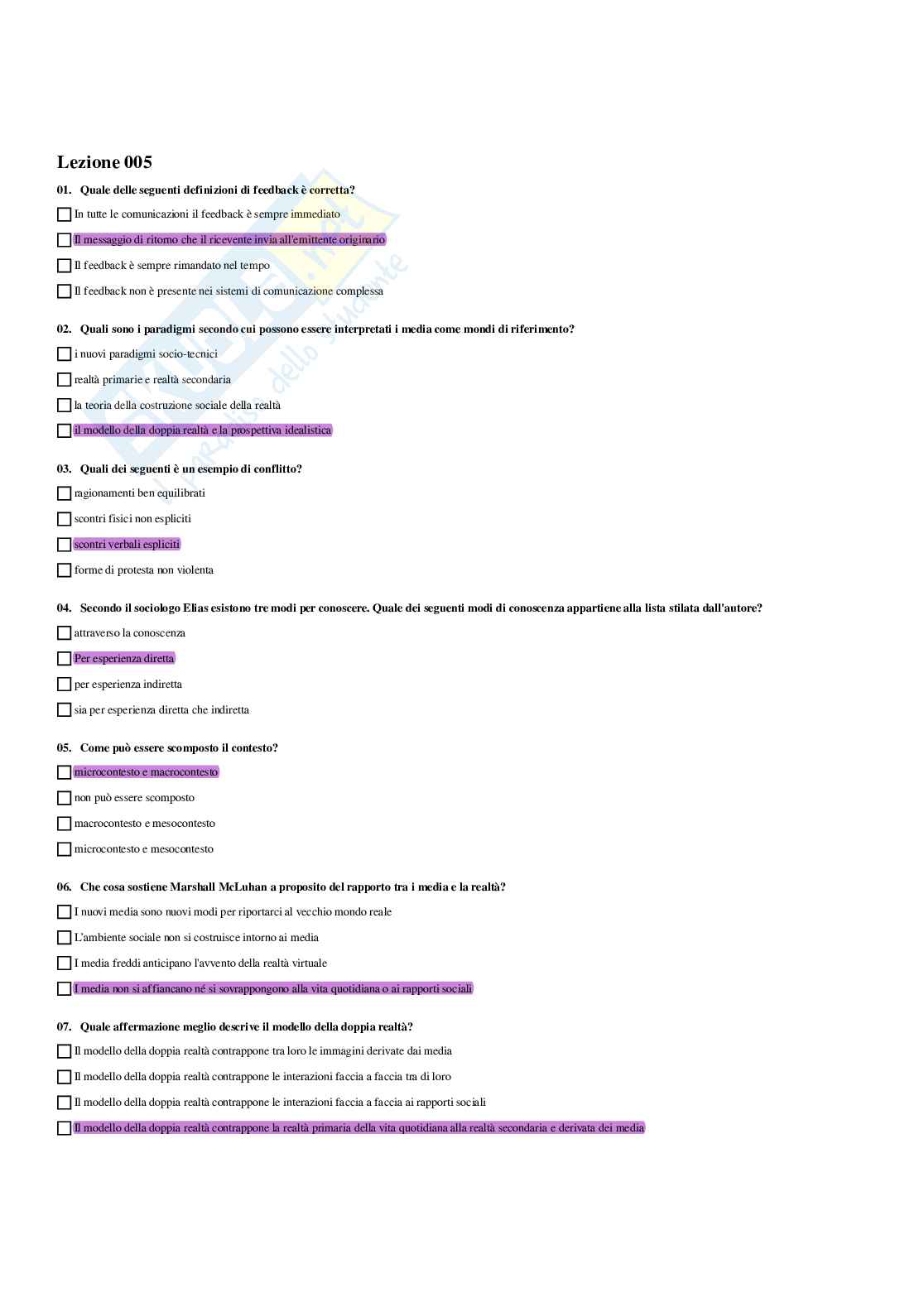 Paniere Sociologia della comunicazione e dell'informazione - Risposte multiple - aggiornato (2026) Pag. 6