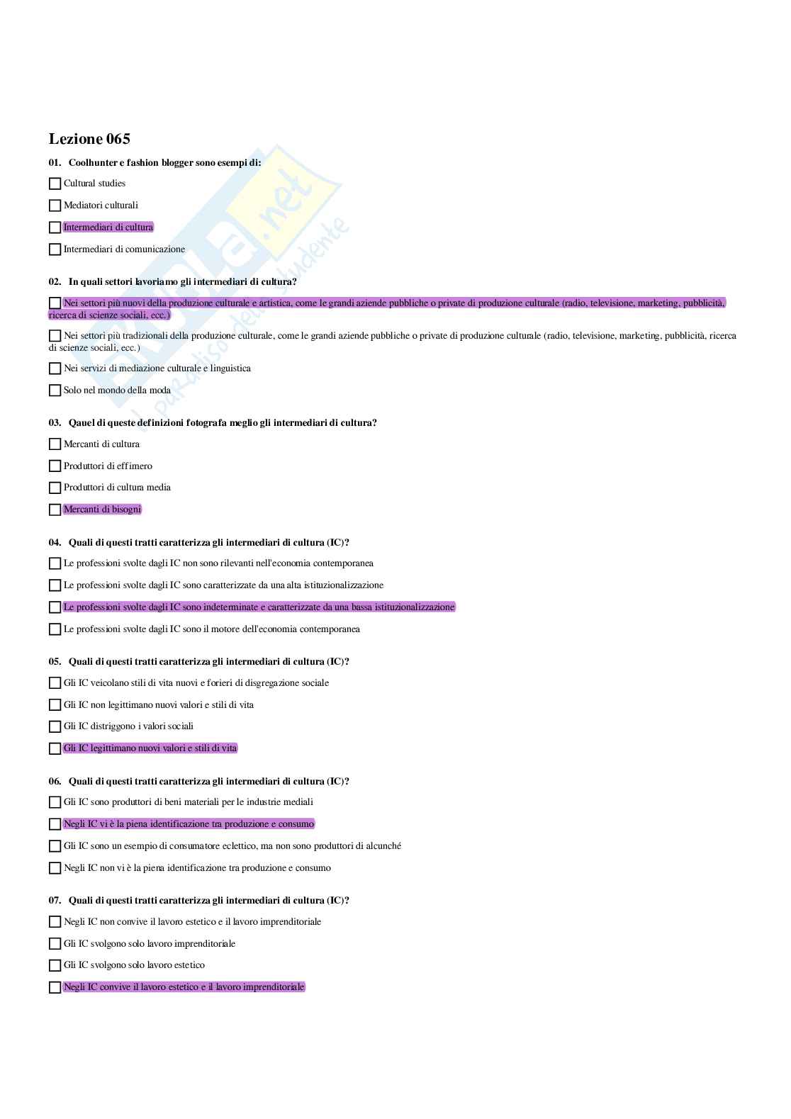 Paniere Sociologia della comunicazione e dell'informazione - Risposte multiple - aggiornato (2026) Pag. 76