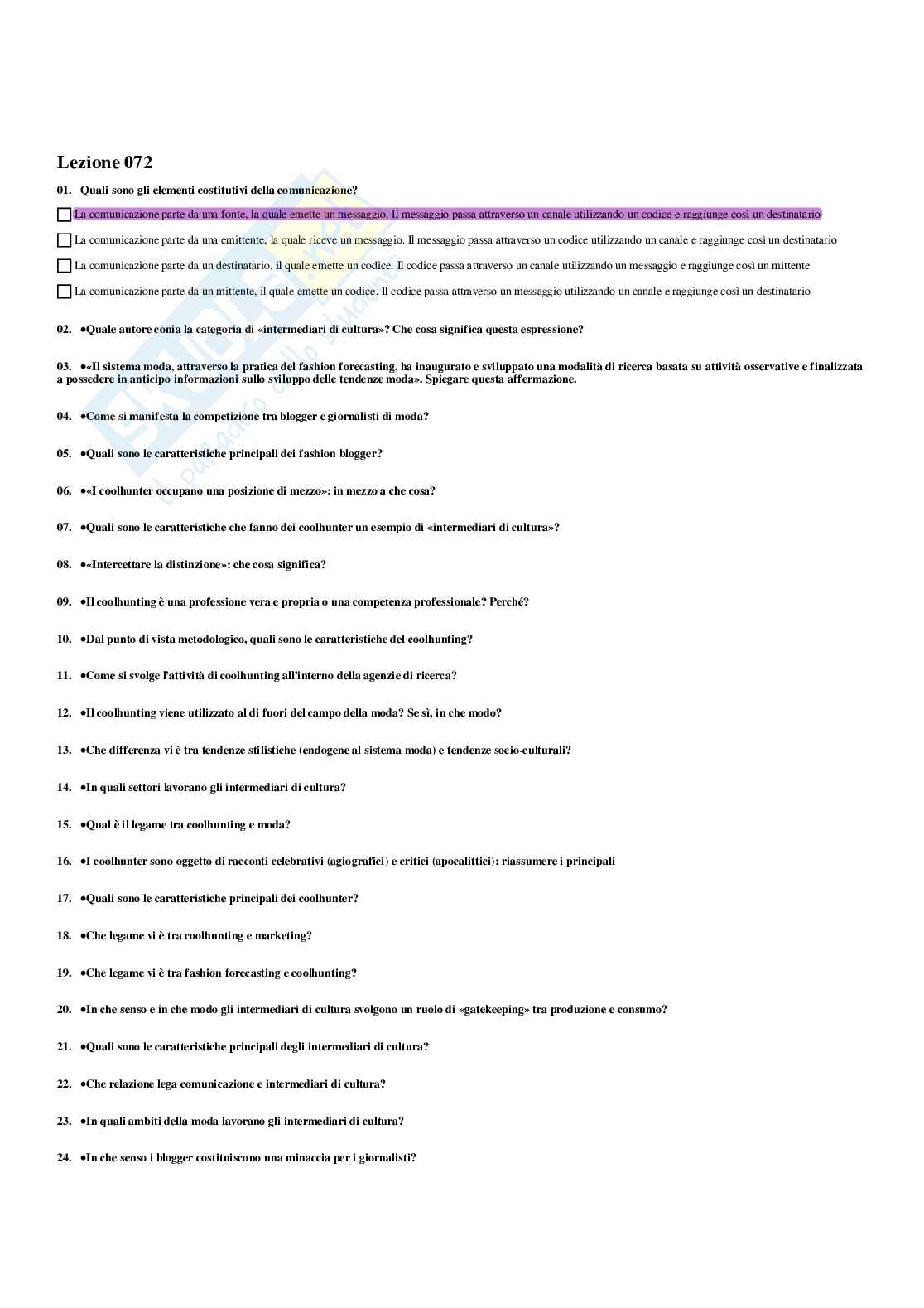 Paniere Sociologia della comunicazione e dell'informazione - Risposte multiple - aggiornato (2026) Pag. 81