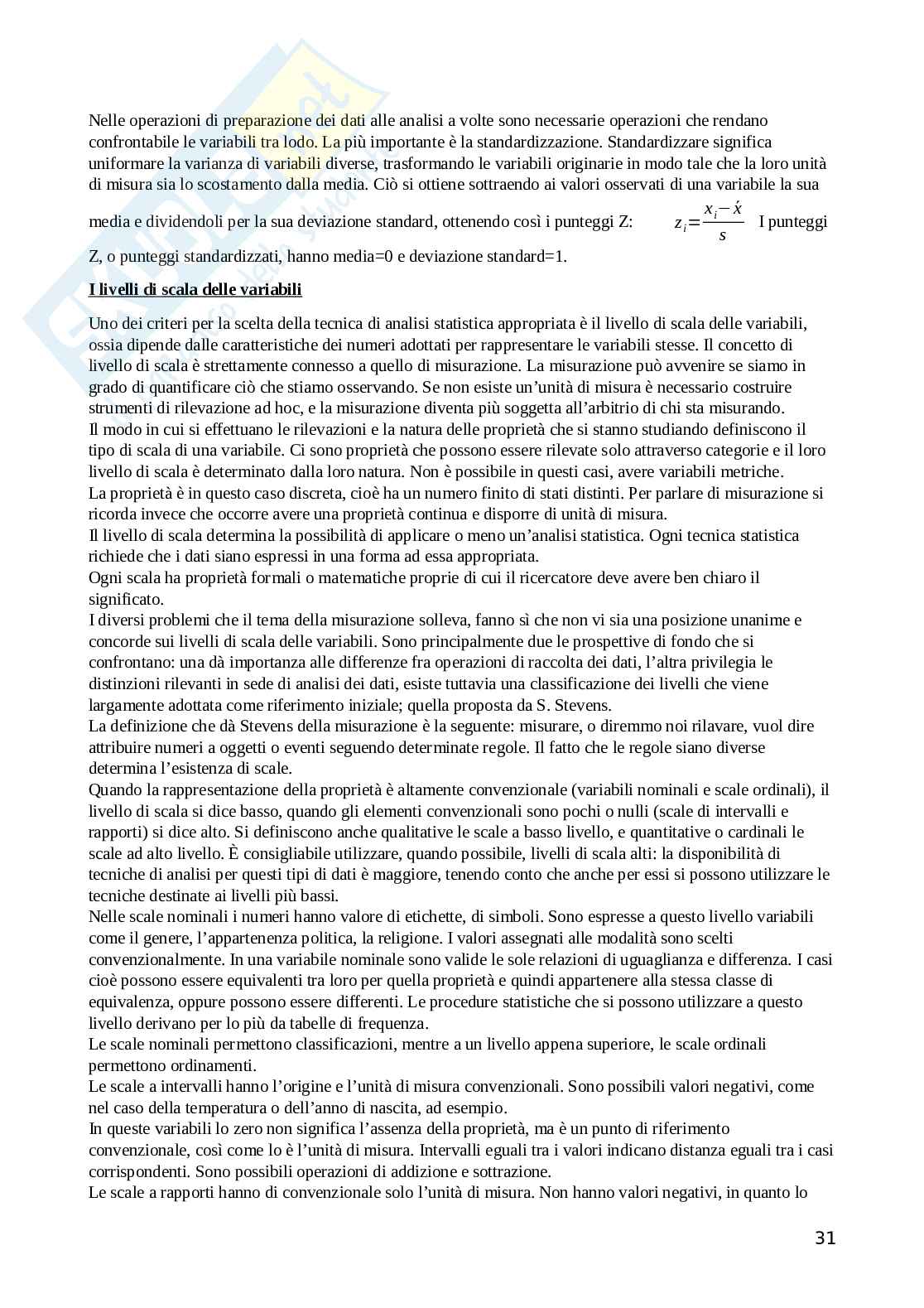 Metodologia della ricerca quantitativa Pag. 31