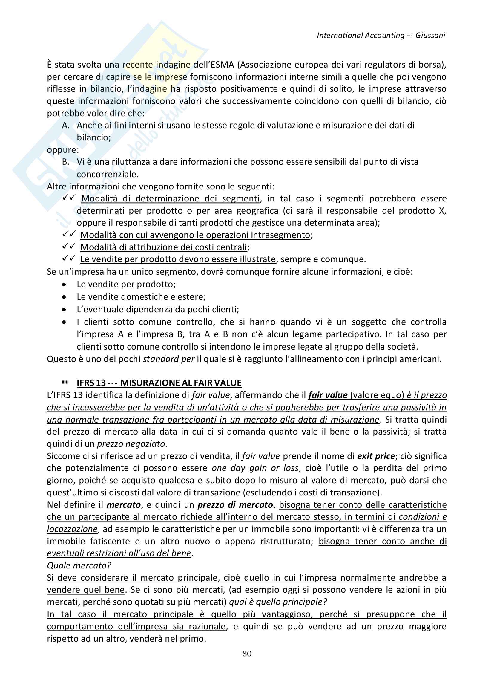 International Accounting + tema esami anni precedenti Pag. 101