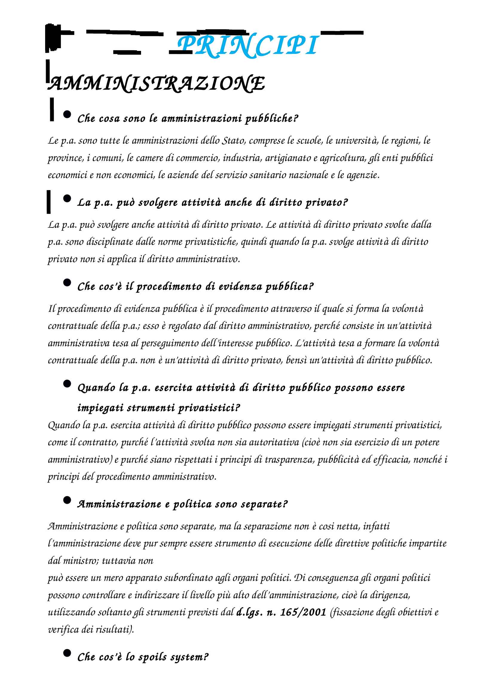 Riassunto esame Diritto Amministrativo, prof. Caia, libro consigliato Manuale di diritto amministrativo, Casetta Pag. 1