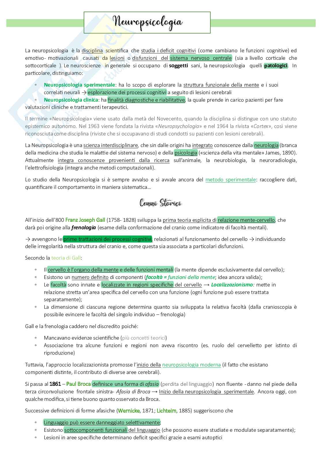 Appunti completi Neuropsicologia Pag. 1