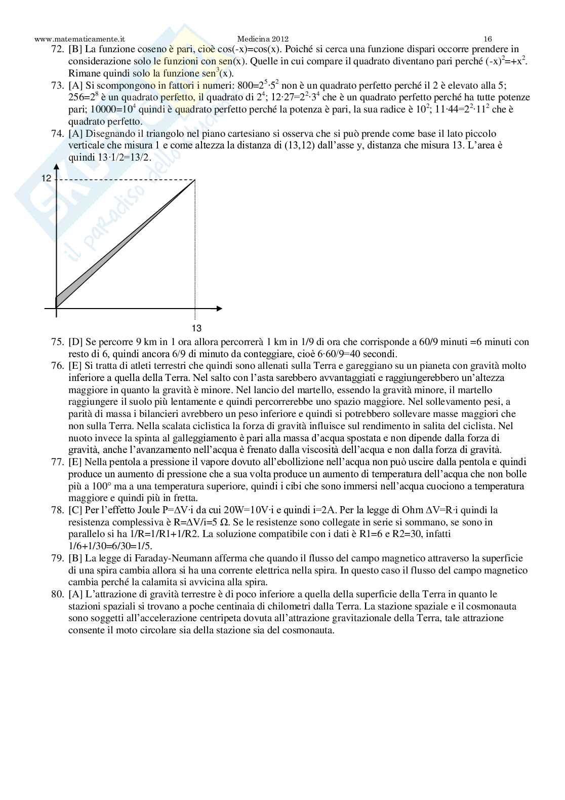 2012 Medicina e Odontoiatria: test di ammissione Pag. 16