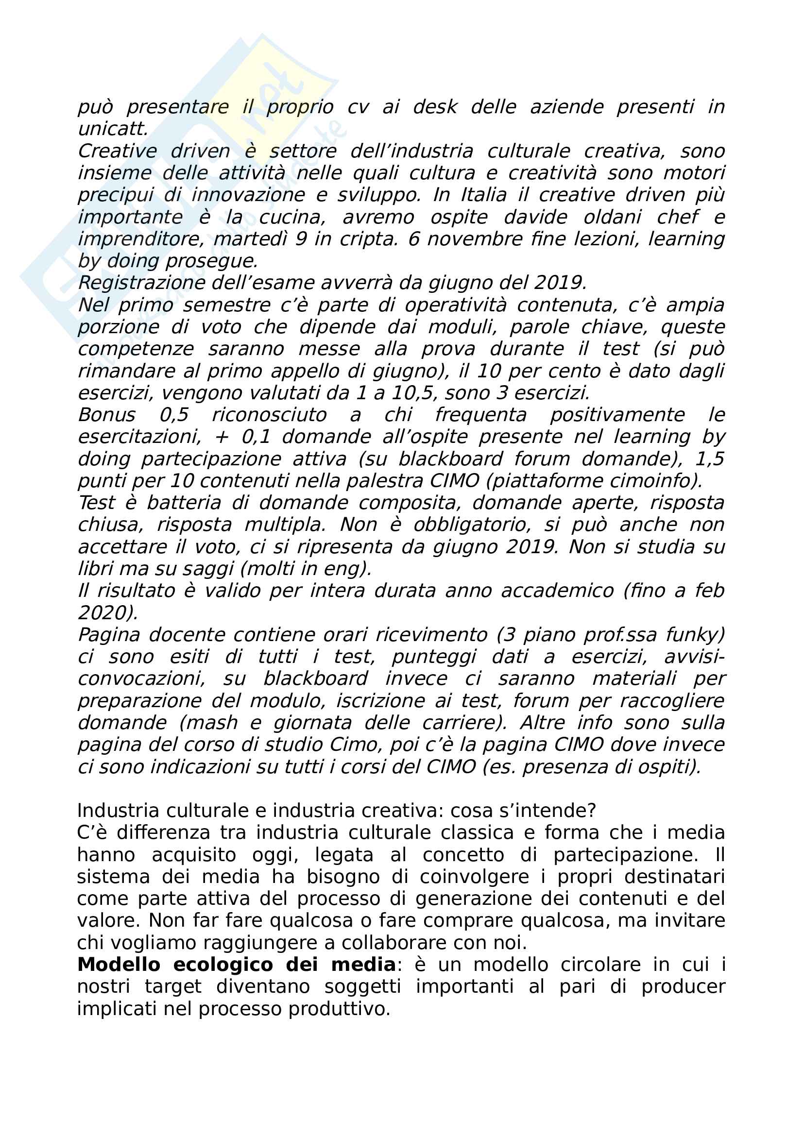 Appunti di MESCH (Media studies and cultural history), prof.ssa Fanchi (I Semestre) Pag. 2