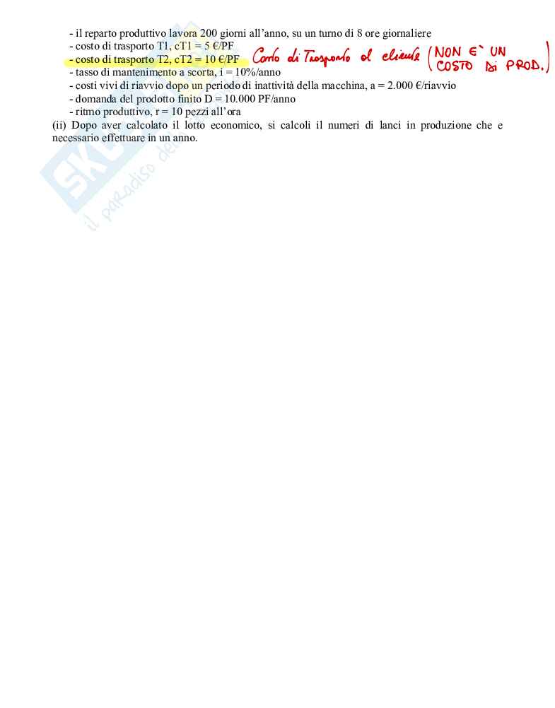 Esercizi di Gestione della Produzione Pag. 31
