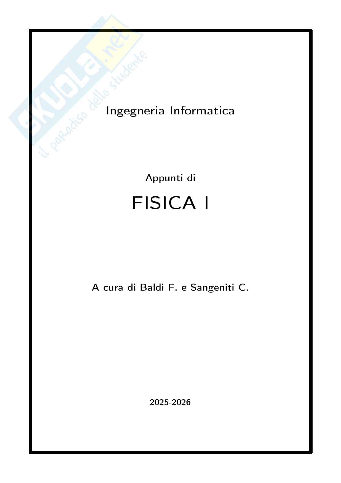 Appunti di Fisica I (Meccanica)  Pag. 1