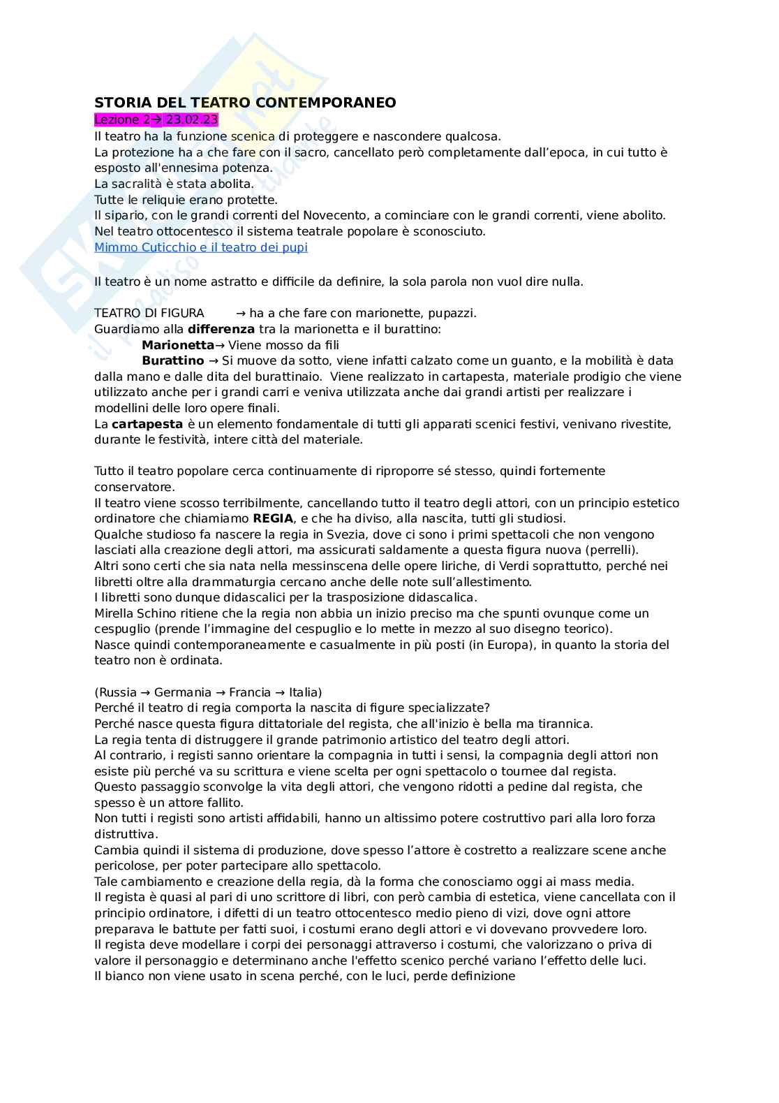 Storia del teatro contemporaneo Pag. 1