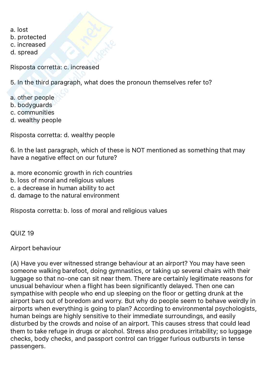 Domande Idoneità Lingua Inglese B2/B1 per tutti i corsi- (Crocette, Cloze, Reading) Pag. 11