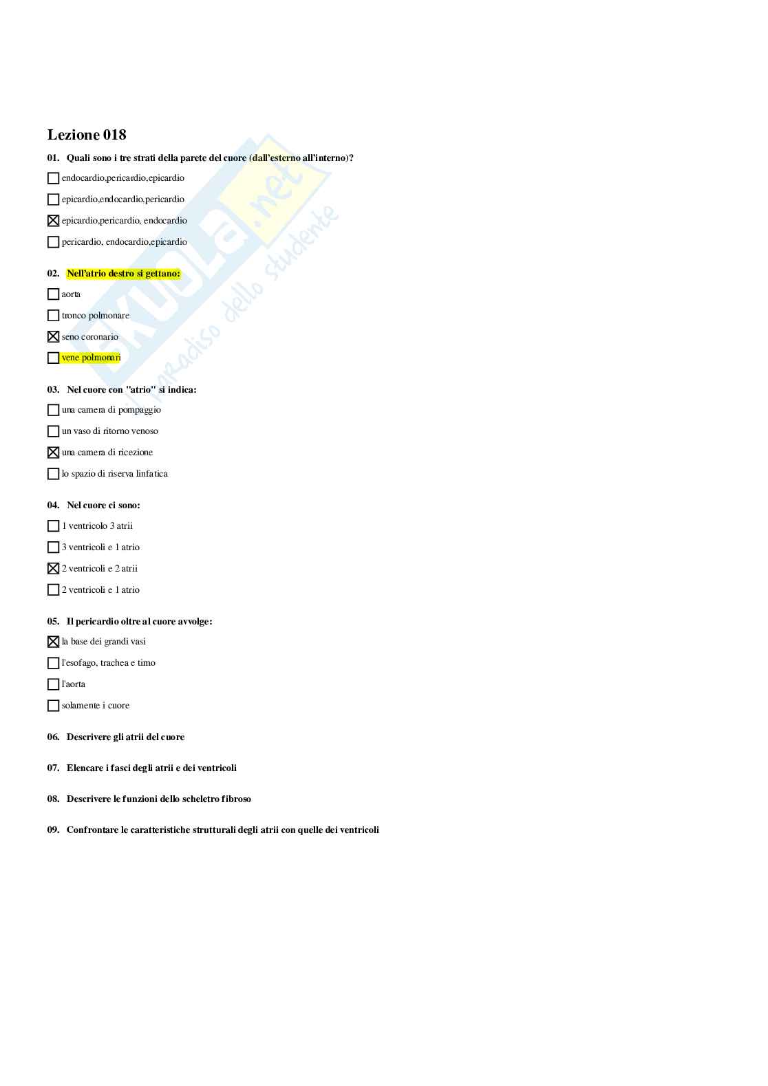 Paniere Anatomia umana - Risposte multiple - aggiornato (2026) Pag. 16