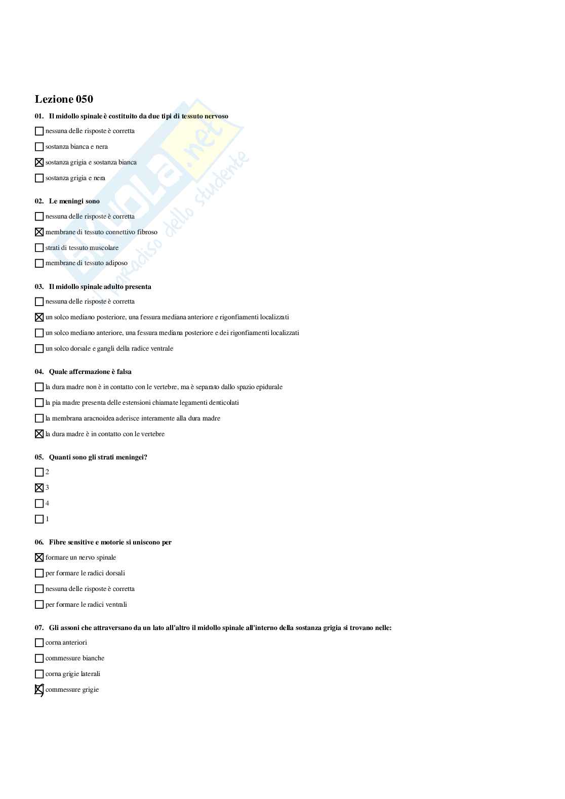 Paniere Anatomia umana - Risposte multiple - aggiornato (2026) Pag. 41