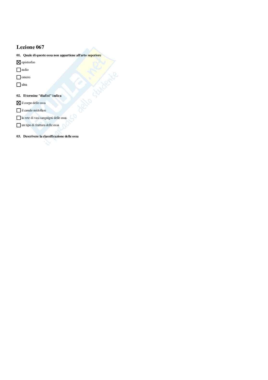 Paniere Anatomia umana - Risposte multiple - aggiornato (2026) Pag. 56