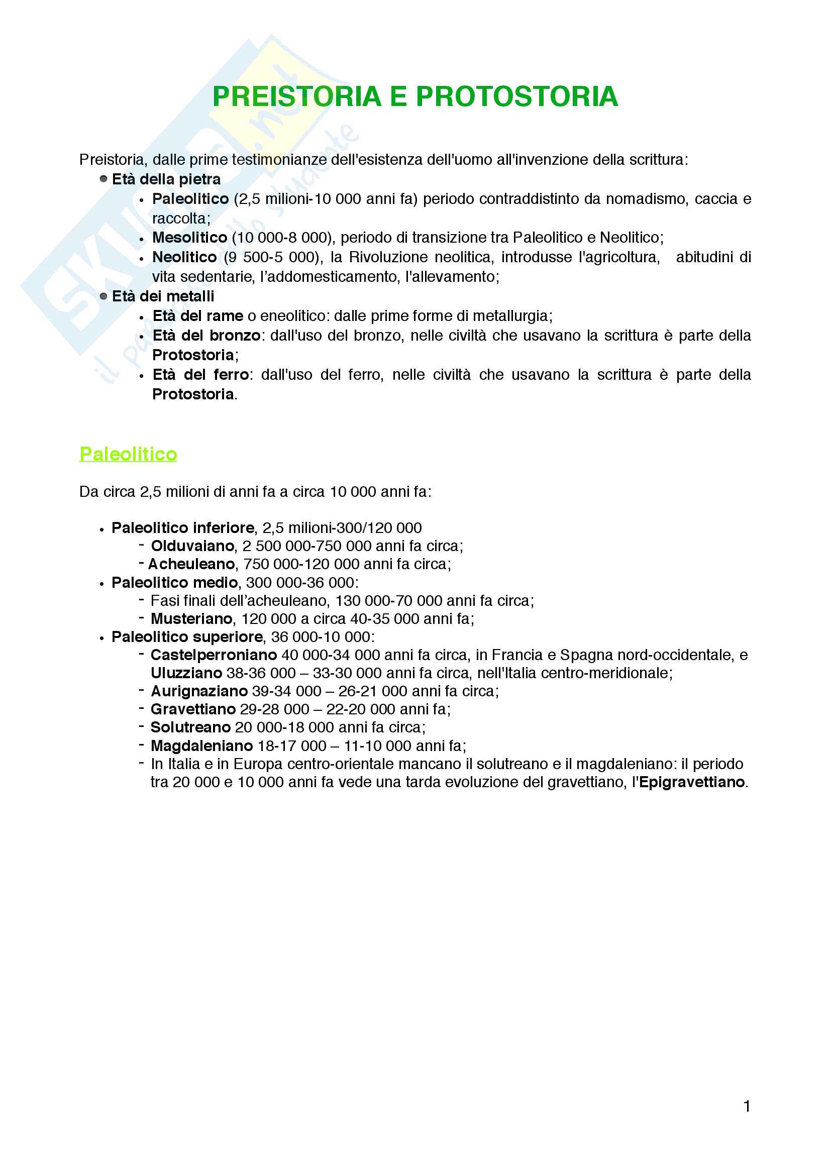 Preistoria e protostoria Pag. 1
