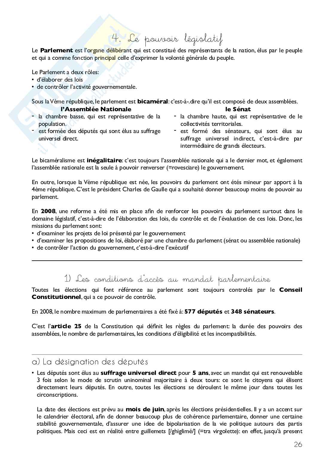 Les institutions de la France Pag. 26