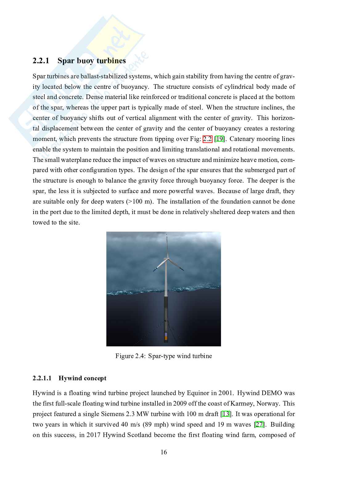 Tesi - Hydraulic response of a spar-type floating wind turbine for varying wind speed and pitch control Pag. 16