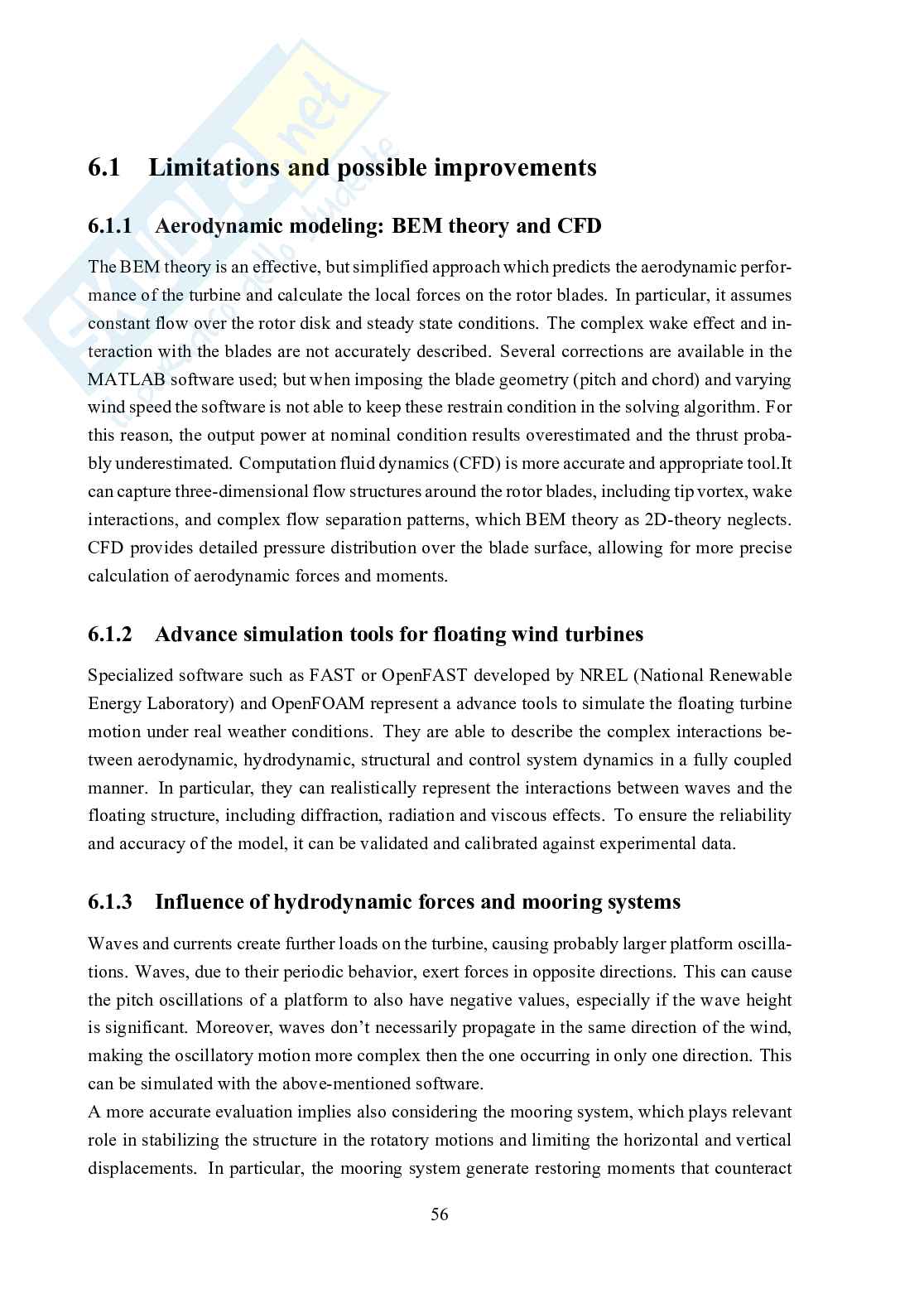 Tesi - Hydraulic response of a spar-type floating wind turbine for varying wind speed and pitch control Pag. 56