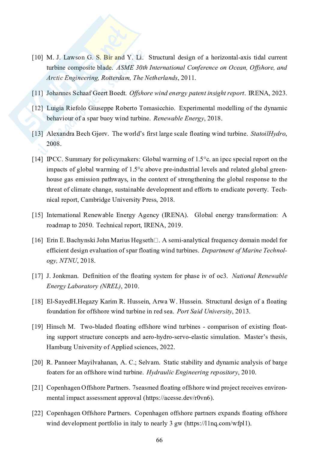 Tesi - Hydraulic response of a spar-type floating wind turbine for varying wind speed and pitch control Pag. 66