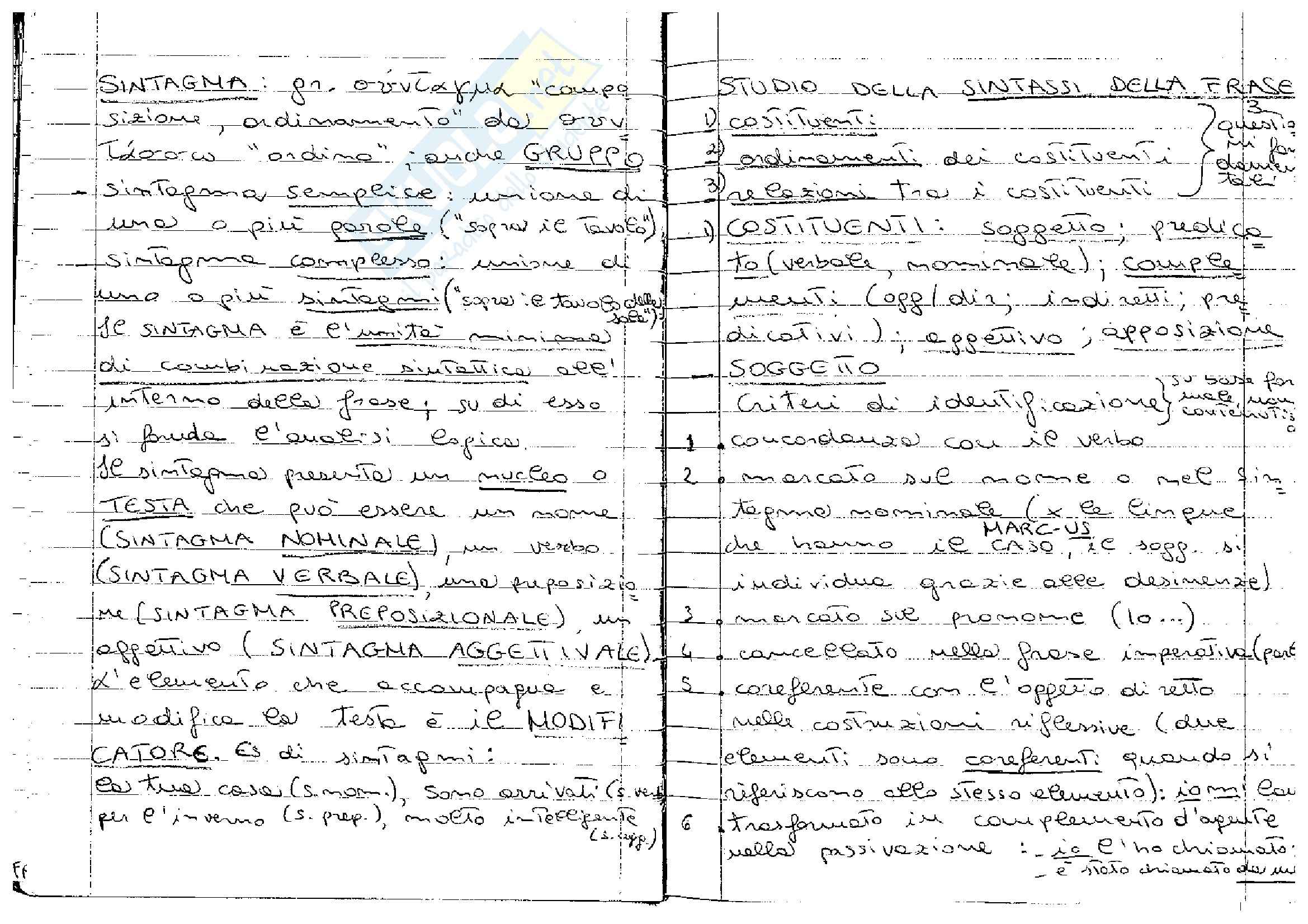 Sintassi della frase Pag. 1