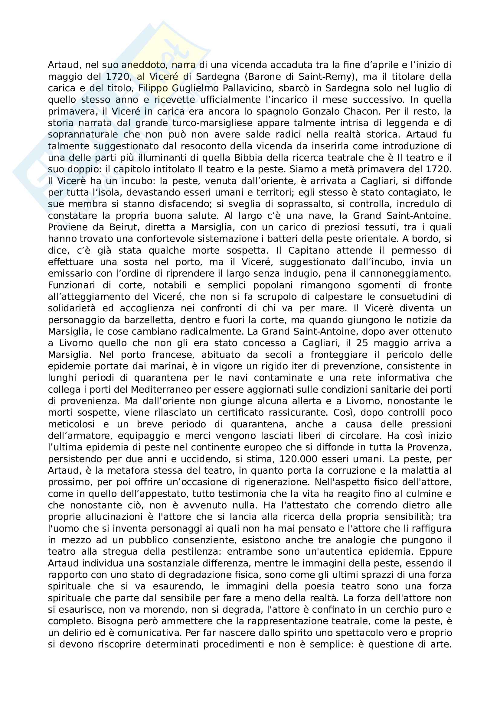 Riassunto esame Teatro, spettacolo, performance, prof. Guarino, libro consigliato Il teatro e il suo doppio, Artaud Pag. 6