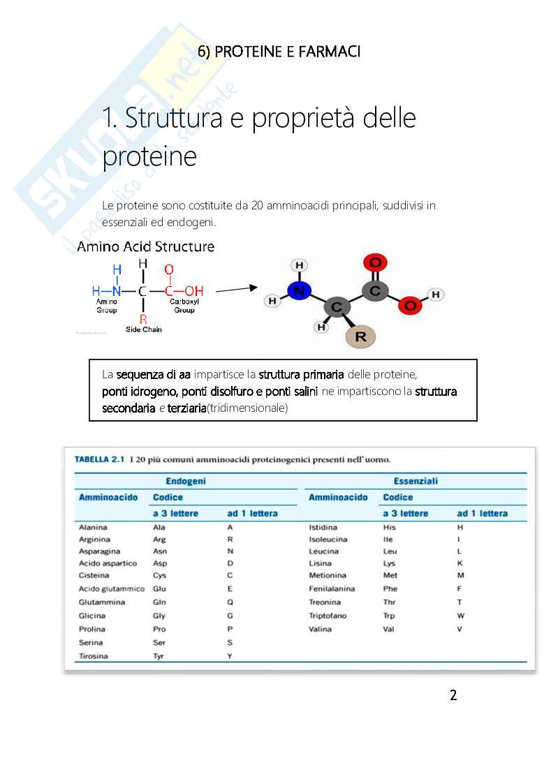 Proteine e altri bersagli dei farmaci Pag. 2