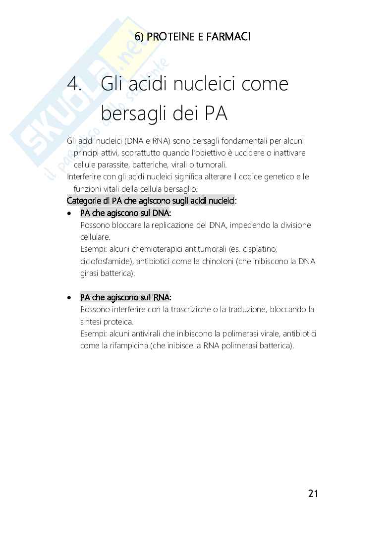 Proteine e altri bersagli dei farmaci Pag. 21