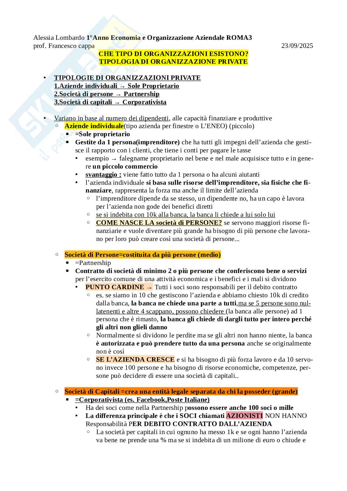 Economia e organizzazione aziendale - Parte 1 Pag. 1