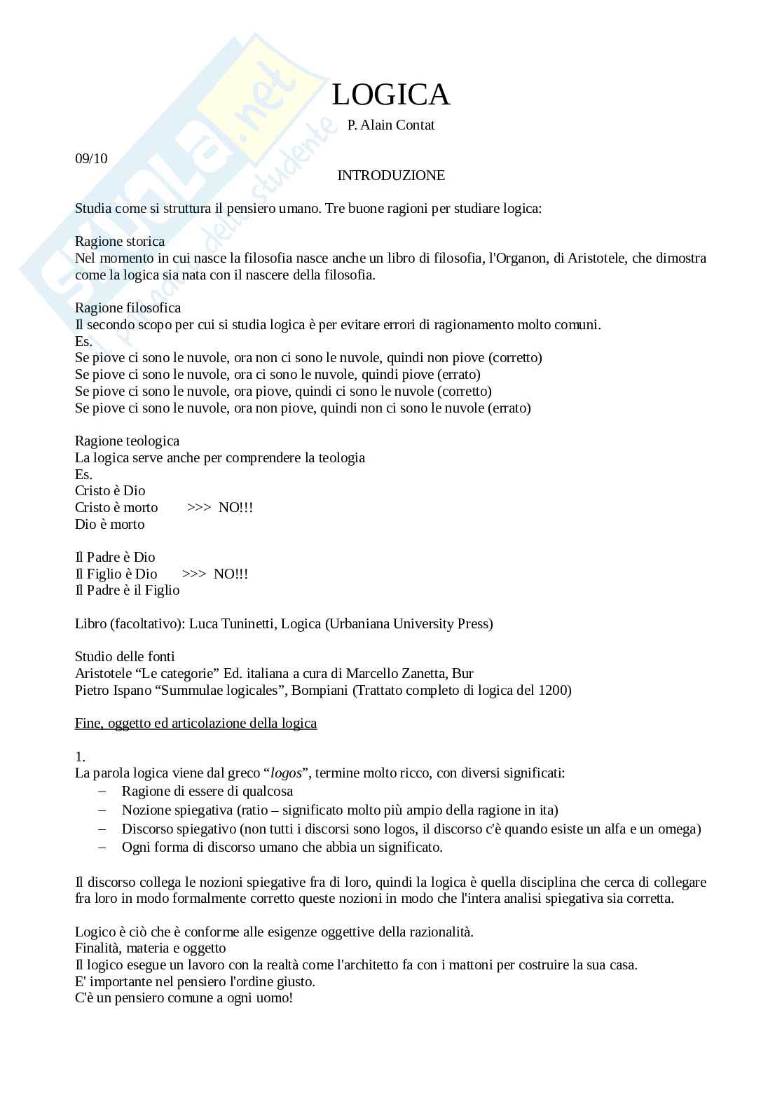 Logica aristotelico-tomista Pag. 1