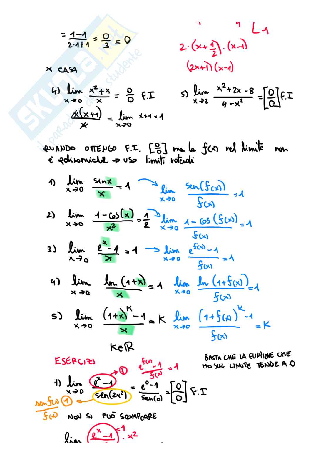 Appunti di Matematica generale su calcolo dei limiti Pag. 2