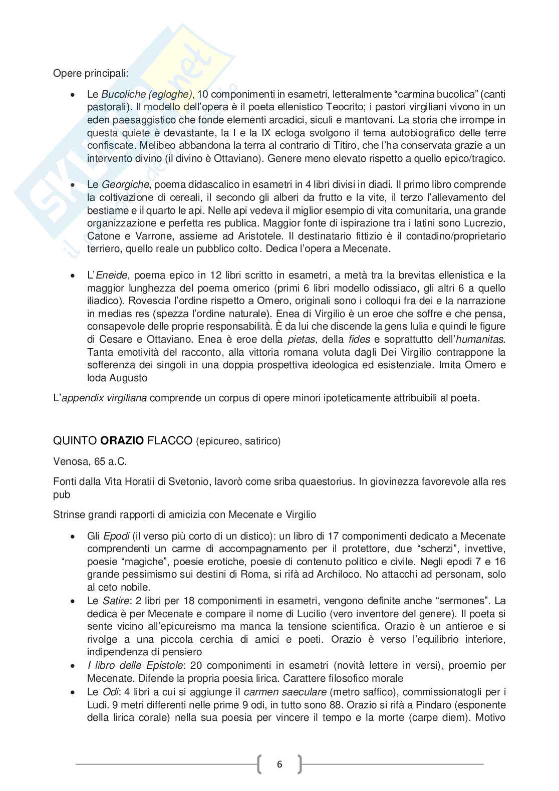 Letteratura latina - Appunti autori latini Pag. 6