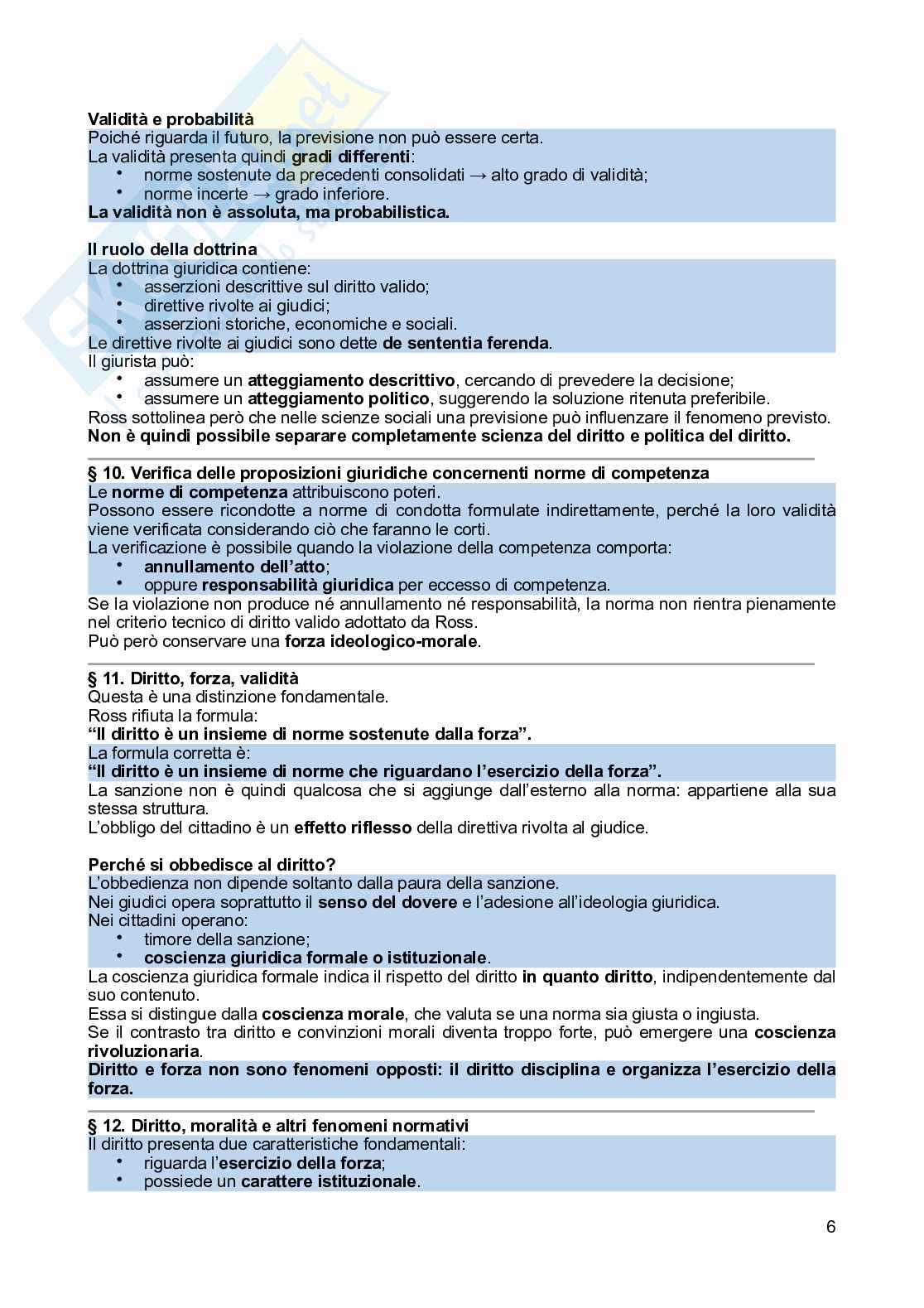 Riassunto esame Filosofia del Diritto, Prof. Re Lucia, libro consigliato Diritto e Giustizia, Ross Pag. 6
