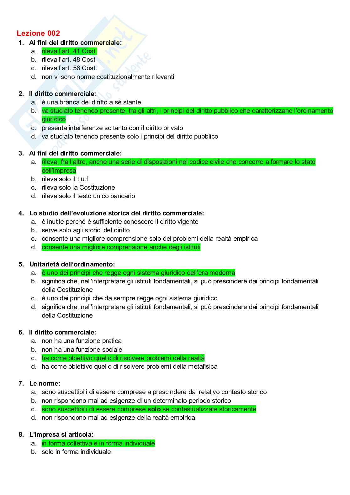 Paniere di Diritto commerciale  Pag. 1