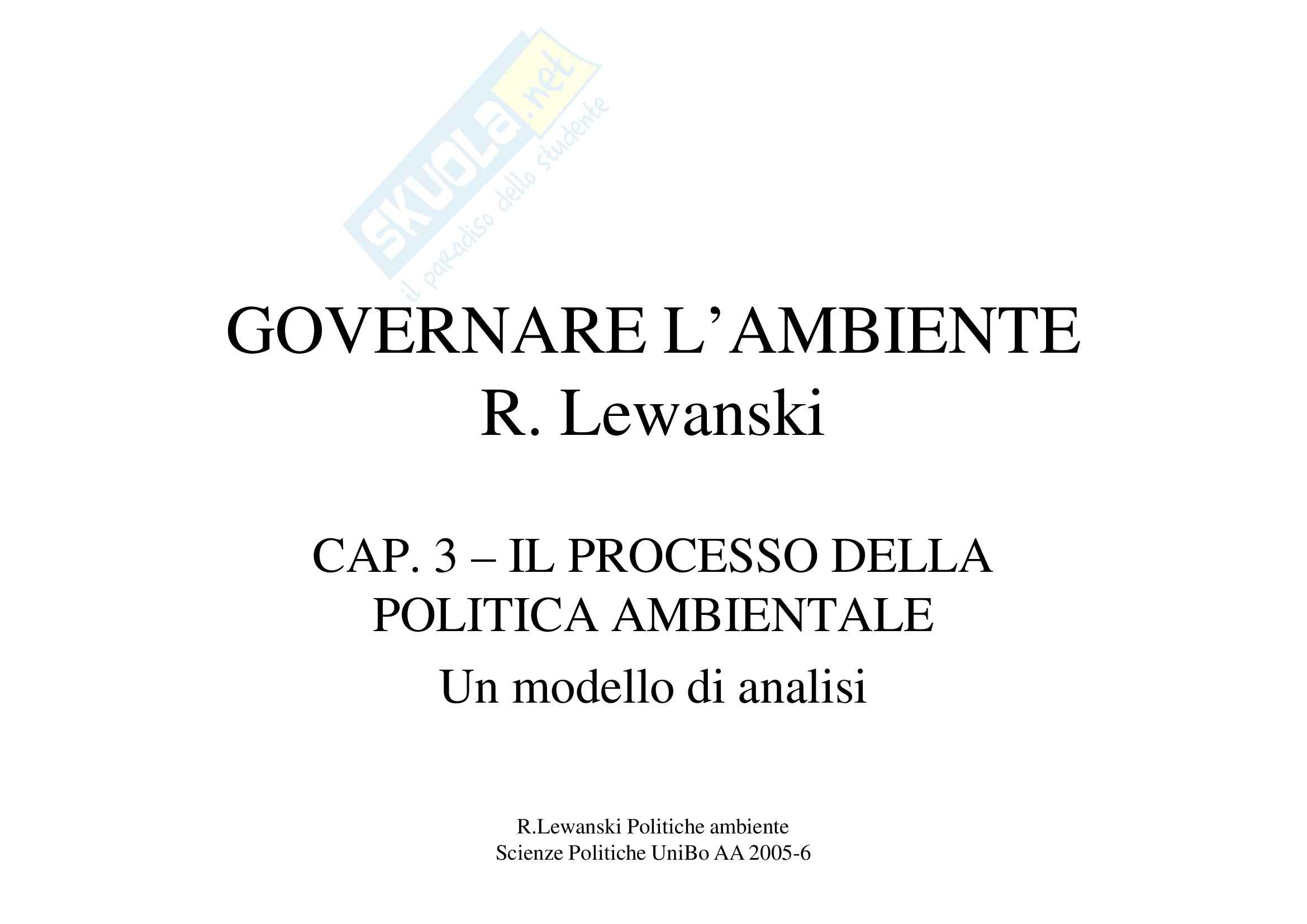 Processo della politica ambientale Pag. 1