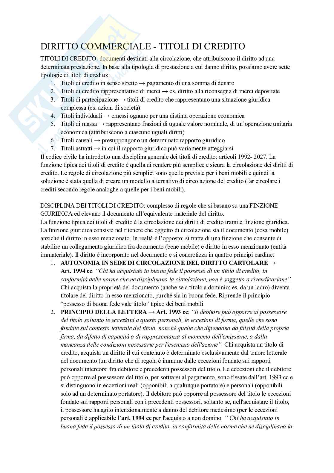 Riassunto esame Diritto commerciale, Prof. Parrella Filippo, libro consigliato Diritto commerciale 3. Diritto dell'impresa: vol. 3 , Campobasso Pag. 1