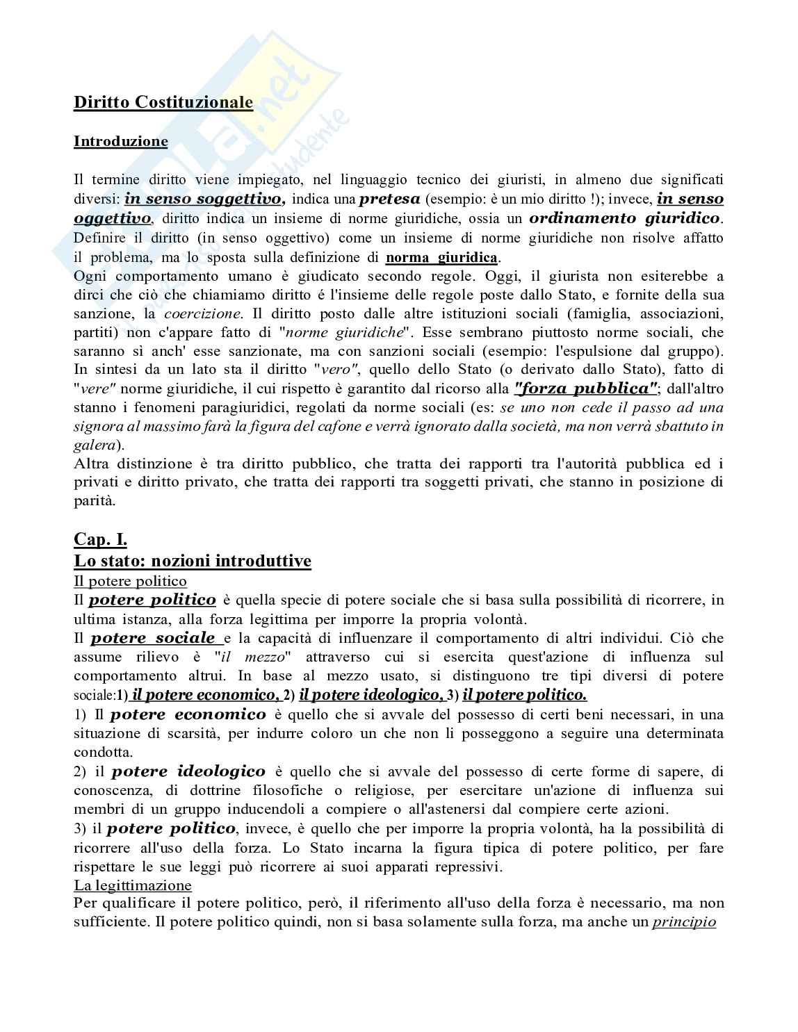 Riassunto esame Istituzioni di diritto costituzionale, Prof. Ferri Giampietro, libro consigliato Manuale di diritto pubblico, ventitresima edizione, Bin, Pitruzzella Pag. 1