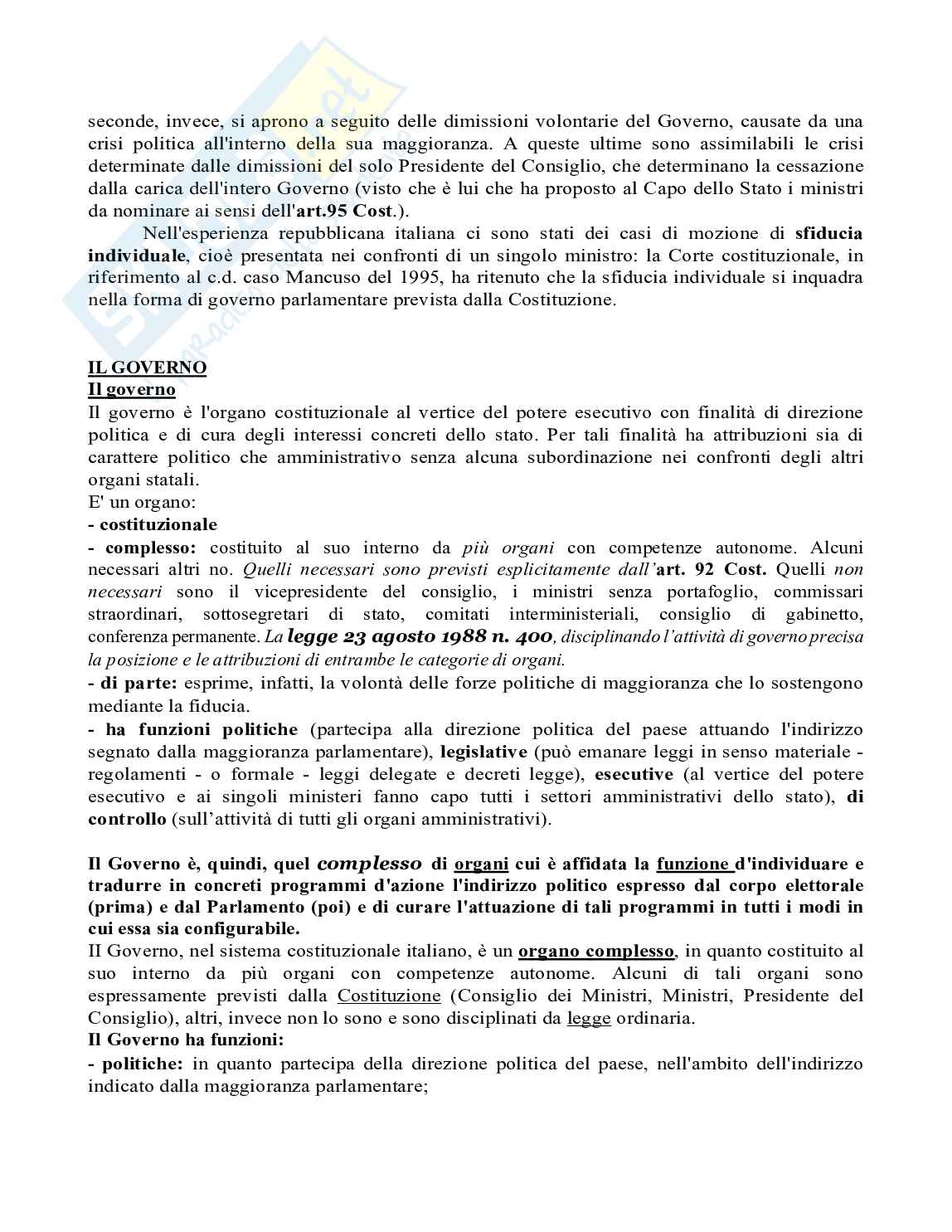 Riassunto esame Istituzioni di diritto costituzionale, Prof. Ferri Giampietro, libro consigliato Manuale di diritto pubblico, ventitresima edizione, Bin, Pitruzzella Pag. 41