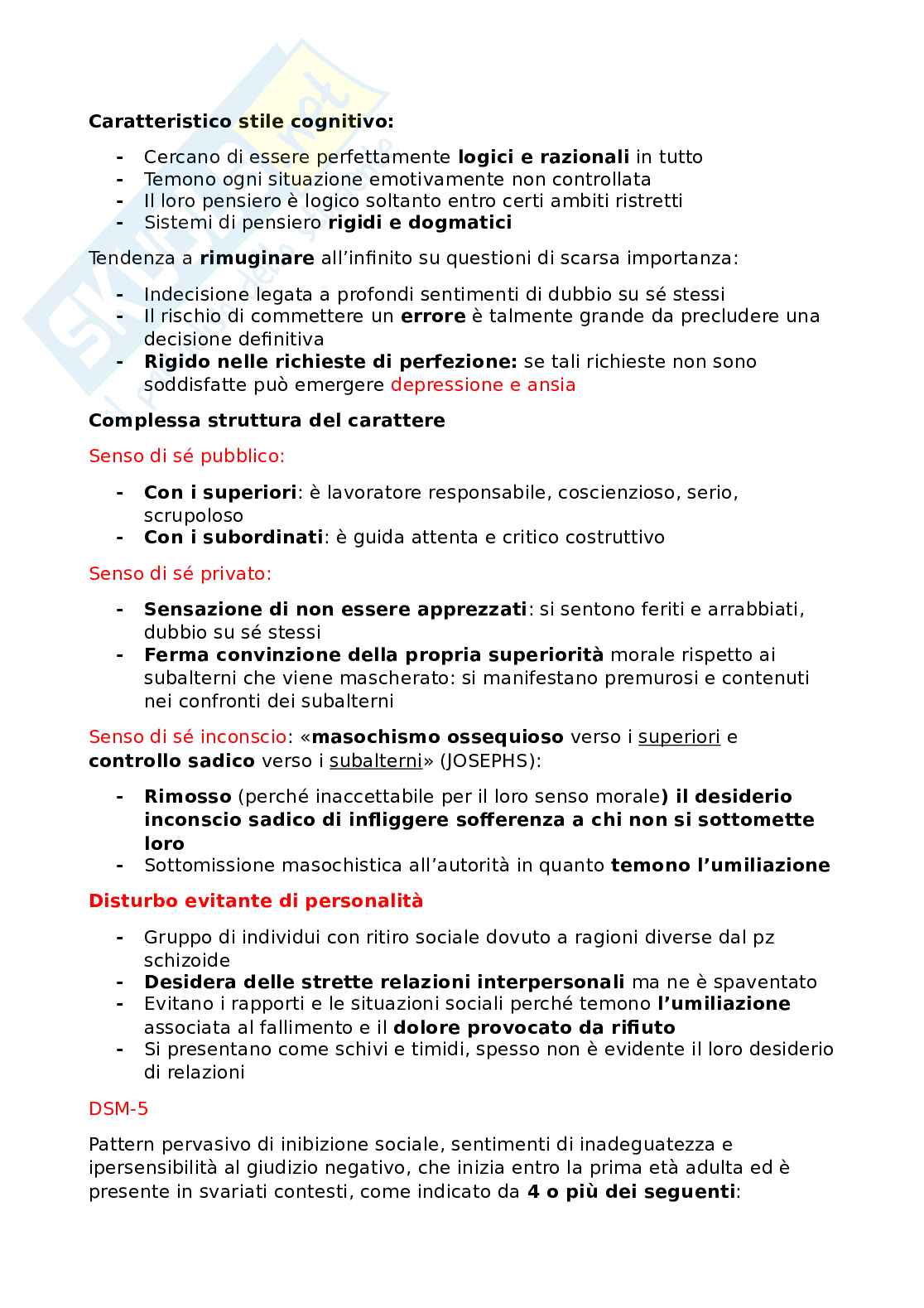 Riassunto esame Psichiatria psicodinamica e psicofarmacologia, Prof. Del Casale Antonio, libro consigliato Psichiatria psicodinamica , Glen O. Gabbard Pag. 91