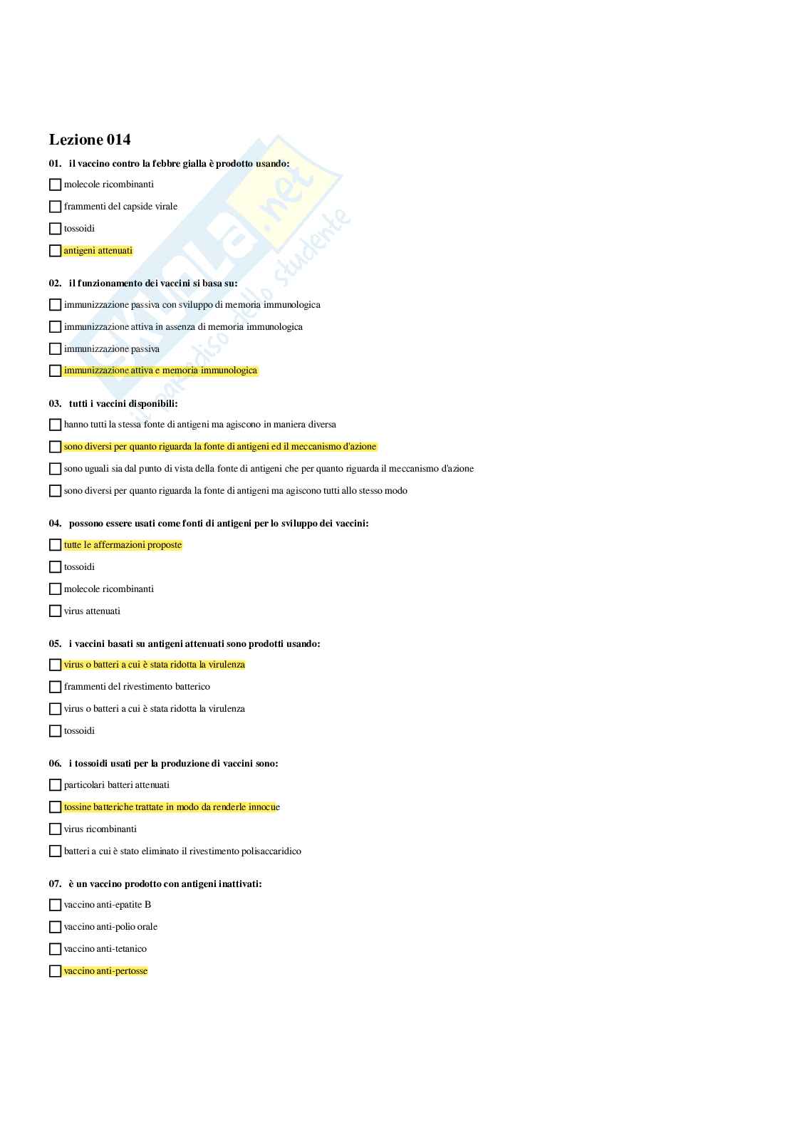 Paniere Immunologia - Risposte multiple - aggiornato (2026) Pag. 31