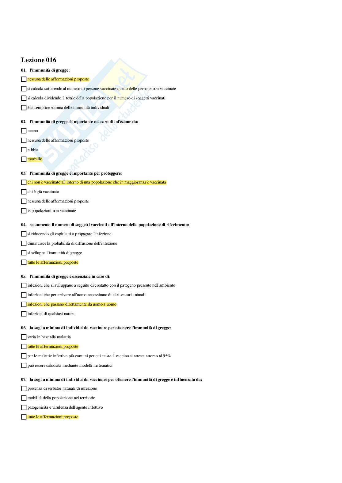Paniere Immunologia - Risposte multiple - aggiornato (2026) Pag. 36