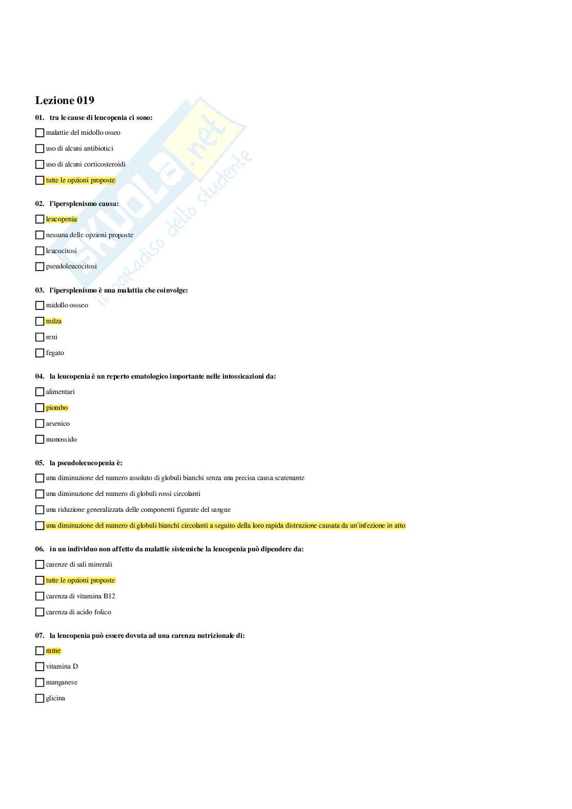 Paniere Immunologia - Risposte multiple - aggiornato (2026) Pag. 41
