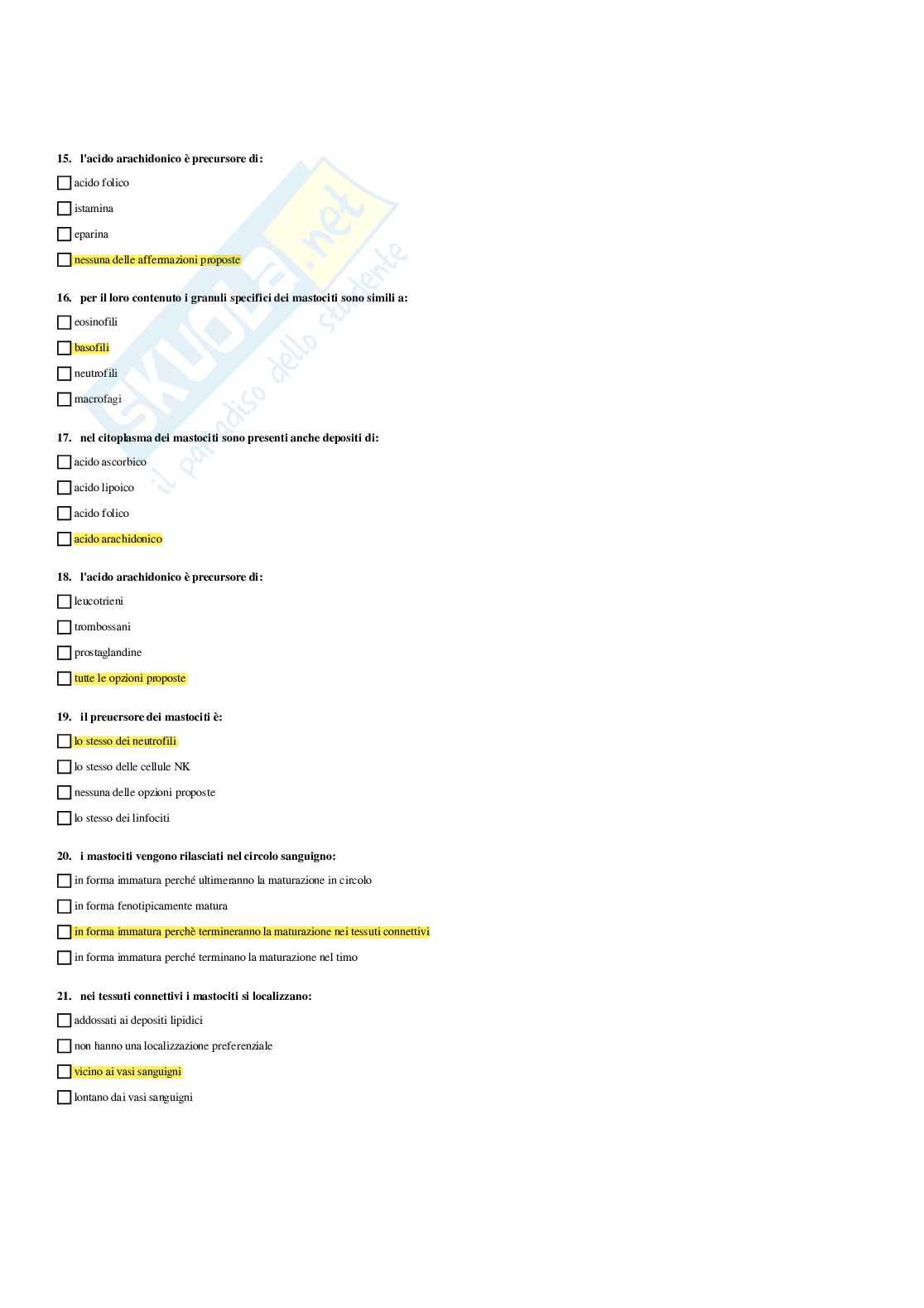 Paniere Immunologia - Risposte multiple - aggiornato (2026) Pag. 51