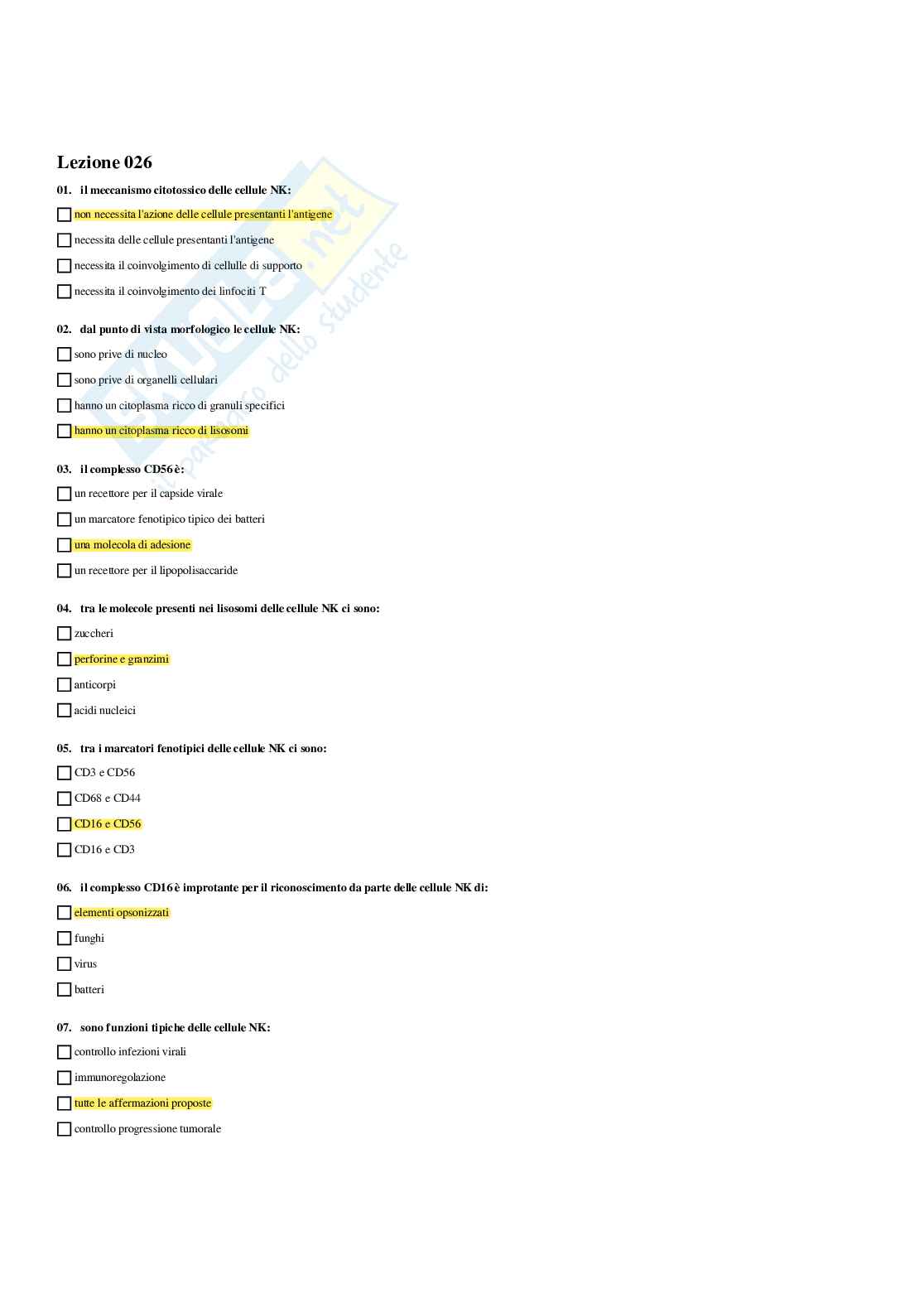 Paniere Immunologia - Risposte multiple - aggiornato (2026) Pag. 61