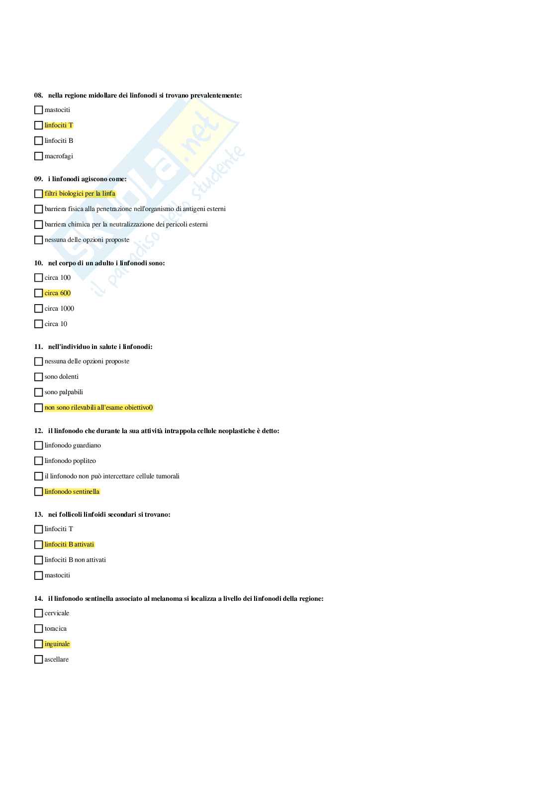 Paniere Immunologia - Risposte multiple - aggiornato (2026) Pag. 66