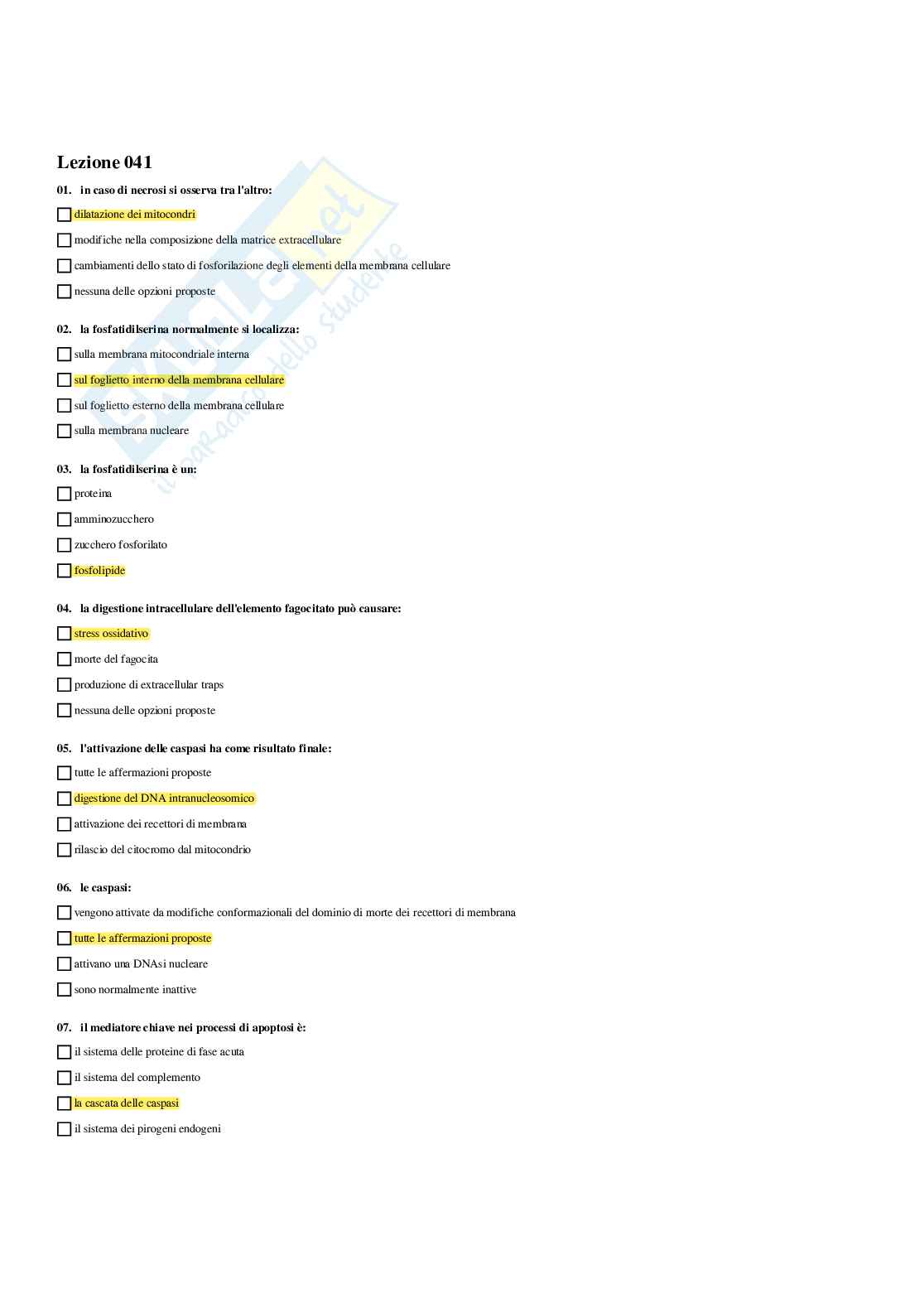 Paniere Immunologia - Risposte multiple - aggiornato (2026) Pag. 86