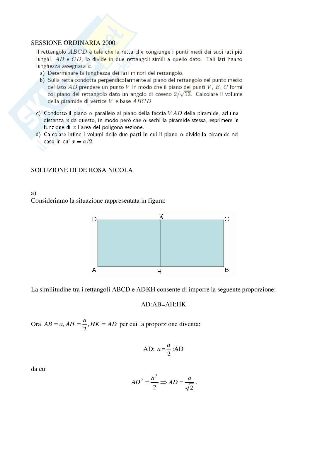 2000 - Liceo scientifico di ordinamento problema 2 Pag. 1