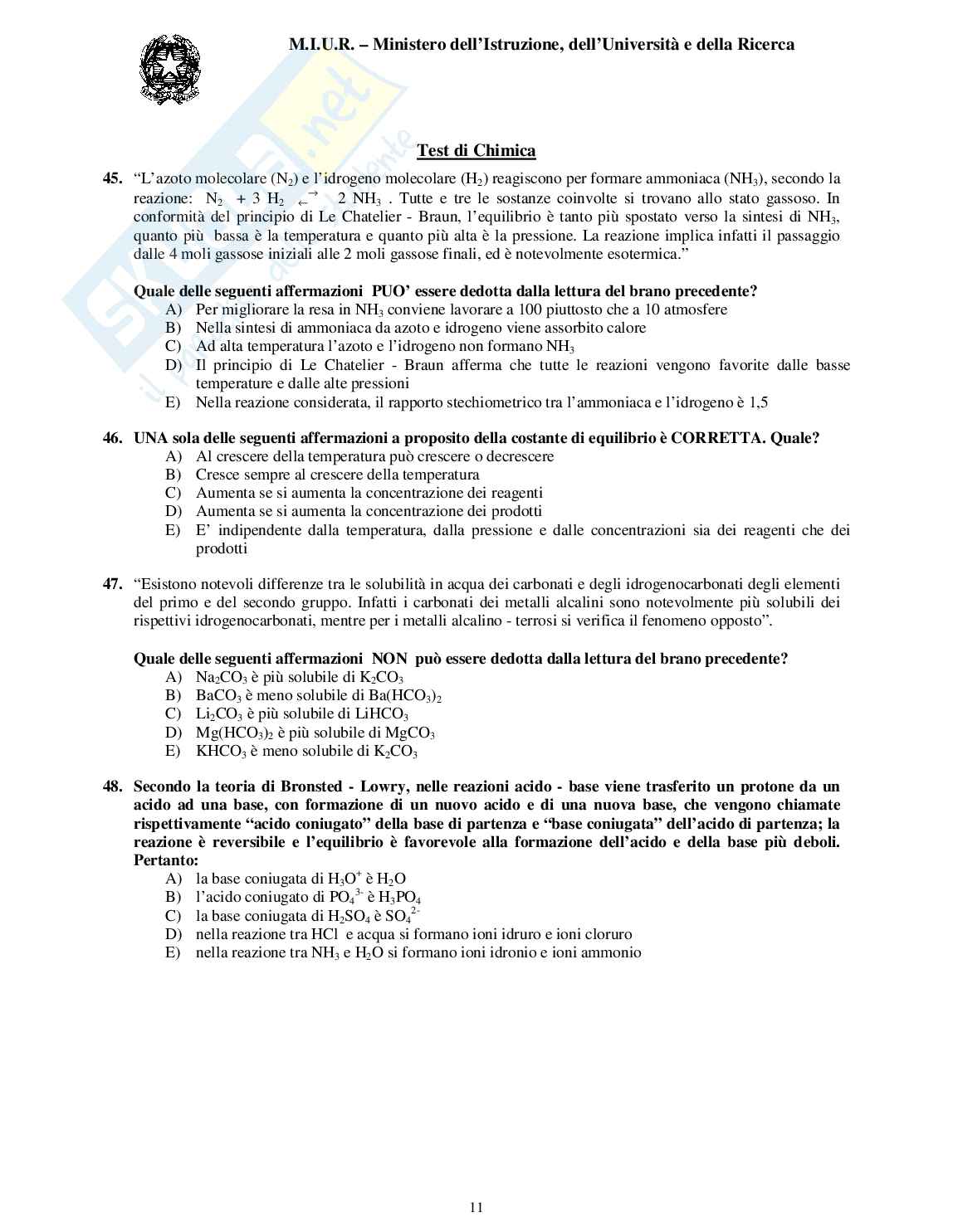 2004 Odontoiatria: test di ammissione Pag. 11