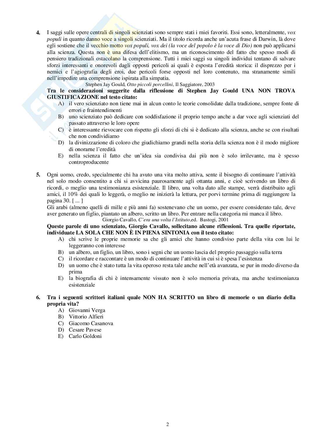 2004 Odontoiatria: test di ammissione Pag. 2