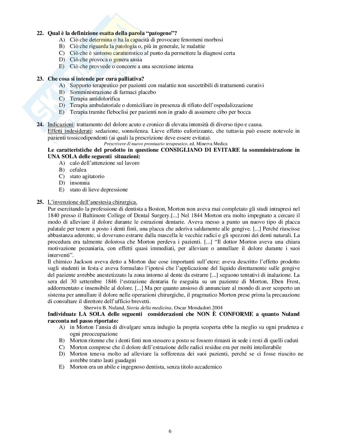 2004 Odontoiatria: test di ammissione Pag. 6